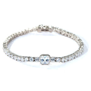 Customized Tennis <b>Bracelet</b> for Women Trendy <b>White</b> Gold Rhodium Plating 3mm 4mm 5mm CZ Zircon Fashionable <b>White</b> Gold - Product Image 3