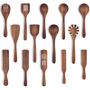 Conjunto de 14 Peças de Utensílios de Cozinha de Madeira de Nogueira 100% Natural Atacado Antiaderente Durável para Cozinhar Conjunto de Utensílios de Qualidade Premium - Product Image 1