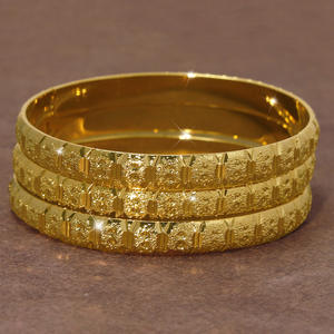 Gelang Lapis Emas 14k India Dengan Liontin, Desain Gelang Emas Arab Baru yang Lebar, Perhiasan Berlapis Emas untuk Wanita, Hadiah - Product Image 6