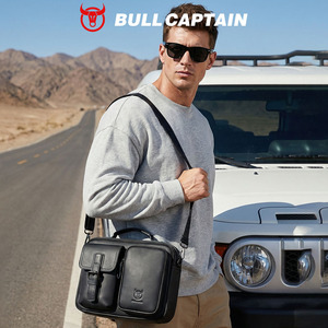 Bolso bandolera vintage BULLCAPTAIN para hombre, de cuero genuino, bolso de mano para negocios, maletín, bolso mensajero para hombre - Product Image 4