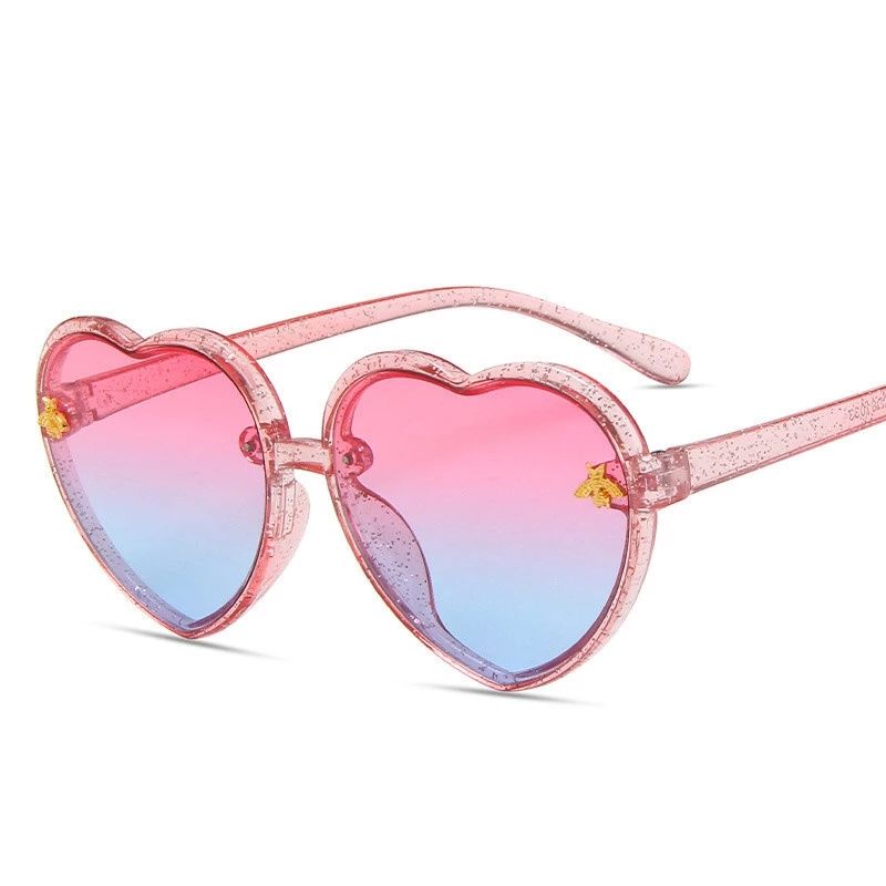 New Cute Heart Rimless Glasses Sunglasses Children Kids Gray Pink Red  Lenses Fashion Boys Girls Kids Sports Sunglasses