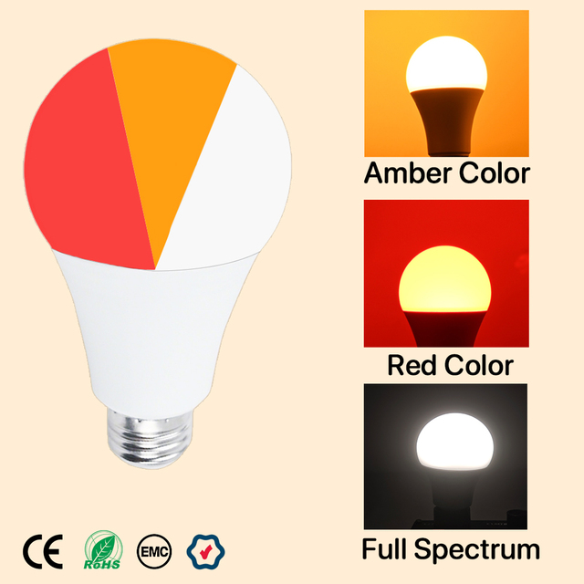 3 in 1 Color Change 5W 7W 9W E14 E27 Bright 1600K Amber 625~630nm Red Light 4000K Full Spectrum Bulb for Bedroom Led Bulb