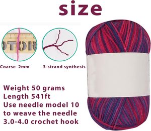 Pelote de fil mélangé acrylique et coton 4 brins, dégradé laiteux, motif teint, pour tricot à la main, crochet, couture - pour vêtements de poupée et de bébé DIY - Product Image 3