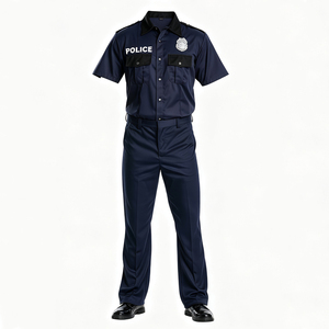 Costume d'agent de <span class=keywords><strong>police</strong></span> classique pour <span class=keywords><strong>homme</strong></span>, tenue de policier à manches courtes avec chapeau de policier, bâton et menottes pour Halloween, cosplay et fêtes - Product Image 4