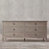 Commode haute à 6 tiroirs en bois massif de chêne Rh, style traditionnel, avec rangement, fabriquée en Chine