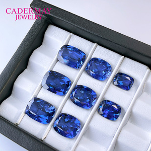 Cadermay Jewelry Synthetic Sapphire Cornflower Blue Rectangle Loose Stone For Jewelry Making - Product Image 4
