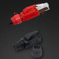 Kunden spezifisches Industrie gewinde rj45 Stecker Schraube Drehbare Hülse CAT5E CAT6 CAT6A CAT7 CAT8 PC Kunststoff rj45 Kofferraum