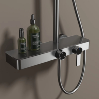 Mitigeur de douche moderne à 3 fonctions, en laiton gris, robinets cascade, jet de pluie doux, céramique polie brossée pour appartements