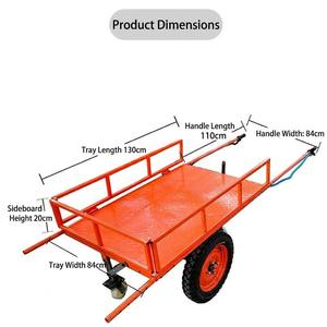 Chariot à plateau à deux roues manuel, véhicule de transport tout-terrain robuste, remorque agricole avec pneus pneumatiques pour la construction - Product Image 3