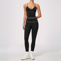 Ensemble de course 2 pièces à séchage rapide en Spandex/Nylon imprimé pour femme, débardeur long rembourré à dos en Y et short de sport, tenue d'entraînement pour la gym2