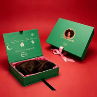 Boîte cadeau en carton magnétique personnalisée avec logo imprimé en couleur, emballage pour perruque, boîte rigide pliable, matériaux recyclés, éponge