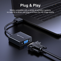 Mindpure HDMI zu VGA Konverter 1080P 60Hz Algoltek AG6201 IC mit 5V 2A Stromversorgung und Audio-Kabelanschluss für PS4 Smart Box Projektor