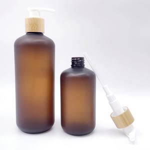 Ensemble d'emballages cosmétiques en bambou, pot à crème 150 ml 250 ml, flacon de shampooing en plastique PET ambré givré 120 ml 250 ml 500 ml avec pompe en bambou - Product Image 5