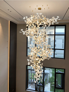 Nordic Style Ginkgo Branch <b>Leaves</b> Oversized Chandelier Staircase Modern Petal Chandeliers Pendant <b>Lights</b> Villa Mall Lighting - Product Image 2