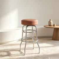 Tabouret de bar moderne en similicuir tufté géométrique, chaise de comptoir pivotante réglable avec dossier incurvé, base en métal, chaise de salle à manger avec repose-pieds