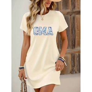 Abito da donna con stampa floreale e grafica, nuovo stile casual, girocollo, vita elasticizzata, lunghezza al ginocchio, stampa frontale - Product Image 5