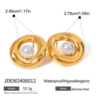 Roestvrijstalen pareloorbellen Holle opengewerkte design mode statement sieraden voor dames