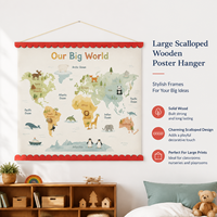Support mural en contreplaqué pour affiches, 16 pouces, avec bord ondulé décoratif, taille personnalisée, cadre en bois massif pour affichage d'art mural en crèche
