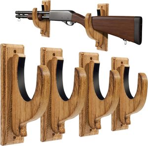 Soporte de Pared para Armas de Fuego, de Madera Sólida, Duradero, Moderno, No Plegable, Paquete de 4 Ganchos para Rifles y Escopetas, Exhibidor de Armas de Madera para el Hogar - Product Image 5