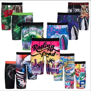 Pantaloncini Sportivi da <span class=keywords><strong>Uomo</strong></span> Yueyi di Marca Americana, Modello Corto con Angoli Piatti, Stampe Decorative, Vestibilità Aderente - Product Image 1