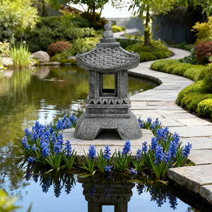 Lanterne en résine effet pierre - Design pagode traditionnel, idéale <span class=keywords><strong>pour</strong></span> la décoration de <span class=keywords><strong>jardin</strong></span> <span class=keywords><strong>zen</strong></span> et l'ornement à thème oriental <span class=keywords><strong>pour</strong></span> patio - Product Image 5