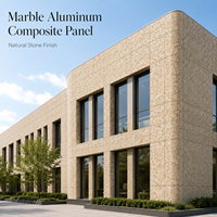 Panneau composite en aluminium marbré veiné épais de 4 mm, sur mesure, revêtu de PVDF, pour la rénovation des façades de bâtiments