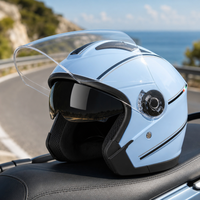 Casque de moto demi-face réglable pour adulte, double visière HD, équipement de cyclisme quatre saisons, casque de sécurité pour vélo de route, neuf