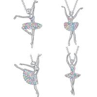 Collier Pendentif Ballerine Danseuse en Zircon Coloré Charme Cristal 2025 – Cadeau Bijou pour Filles et Femmes Passionnées de Ballet