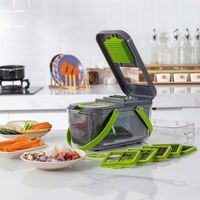 Amz Kitchen Handmatige Groentehakker Snijder Shredder Snijmachines Fruit- en Groentesnijder Roestvrijstalen Lemmet ABS Plastic