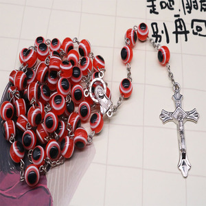 Collana Rosario con Perline Occhio Turco, Gioiello Religioso Cattolico, Collana con Croce per Uomo - Product Image 6