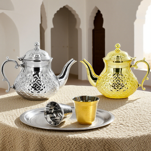 إبريق شاي مغربي فاخر من الفولاذ المقاوم للصدأ، دلة قهوة عربية عالية الجودة، إبريق شاي مغربي بتصميم أنيق للديكور وتقديم الهدايا - Product Image 6