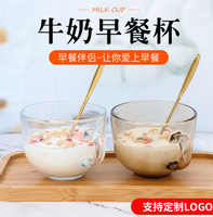 Verre à boire vide de 380 ml (16 oz) avec poignée et cuillère, idéal pour le petit-déjeuner, le thé, le lait, le jus, le café – Vente en gros