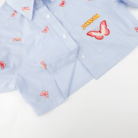 Chemise à manches longues à col chemise en tissu tissé vintage de couleur douce florale élégante de haute qualité pour femmes