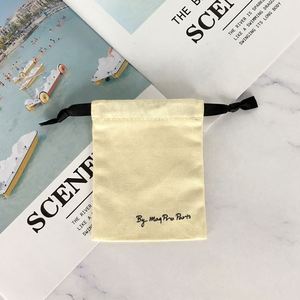 Custom Organic Cotton Pouch Plain Recycled Small Cotton Drawstring Bag Cotton <b>Canvas</b> Bags - Product Image 3