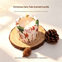 Bougie en cire de soja parfumée artisanale en gros, dans un pot en céramique peint à la main, avec mèche végétale, pour la décoration de la maison et les cadeaux de Noël