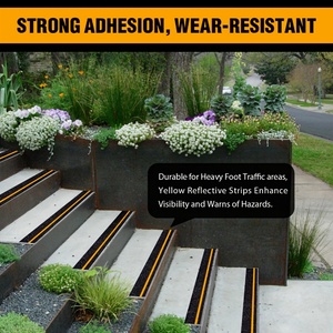 2 "x16.5Ft Ruban antidérapant avec bande réfléchissante Premium Grip antidérapant Bande de roulement d'escalier haute traction pour escaliers Noir/Jaune - Product Image 6