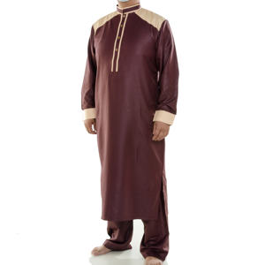 Venta al por mayor clásica Ramadán hombres musulmanes Thobe ropa de oración Lisa para hombres algodón Lino mangas largas Islamice <span class=keywords><strong>Ashura</strong></span> Robe - Product Image 2