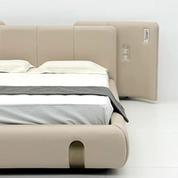 Lit capitonné de luxe moderne, taille king, avec option en cuir, tête de lit surdimensionnée, ensemble de meubles de chambre à coucher, taille personnalisée disponible pour villa