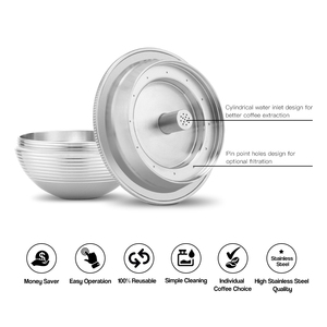 Capsule de café réutilisable en acier inoxydable 304, compatible avec la machine <span class=keywords><strong>Nespresso</strong></span> <span class=keywords><strong>Vertuo</strong></span>, vente en gros - Product Image 1