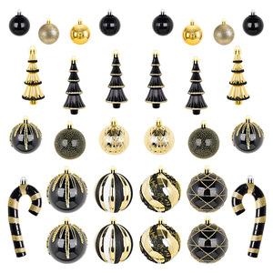 Décorations <span class=keywords><strong>de</strong></span> Noël, ensemble <span class=keywords><strong>de</strong></span> boules irrégulières électro-plaquées noires <span class=keywords><strong>et</strong></span> dorées, boîte <span class=keywords><strong>de</strong></span> boules <span class=keywords><strong>de</strong></span> décoration pour arbre <span class=keywords><strong>de</strong></span> Noël, ornements en plastique - Product Image 5