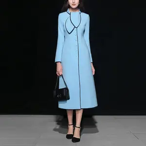 OEM 패션 밝은 색상 트렌치 코트 긴 우아한 여성 코트 겨울 한국어