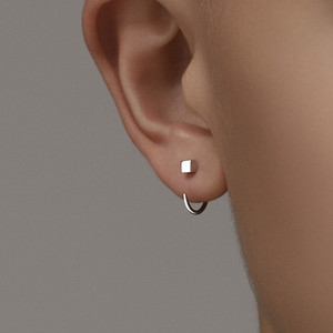 Boucles d'oreilles carrées minimalistes vintage pour adolescents, <span class=keywords><strong>piercing</strong></span> d'<span class=keywords><strong>oreille</strong></span> en cuivre pour femmes, hommes, bijoux unisexes - Product Image 5