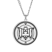 SUMMLY Les sceaux des 72 esprits Lesser Key Solomon King Asmoday Demon Origins Goetia 49-60 Collier pendentif en acier inoxydable