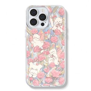 เคสโทรศัพท์ลายดอกไม้แมวน่ารักสไตล์วินเทจ สำหรับ iPhone 16 15 14 13 12 11 Pro Max 17Plus ป้องกันด้านหลัง - Product Image 5