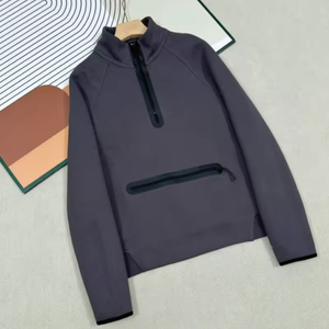 เสื้อสเวตเชิ้ตผู้ชายแบบซิป ¼ ตัว ผ้าถัก สีพื้น แห้งเร็ว สปอร์ต ใส่สบายๆ สำหรับฤดูใบไม้ร่วง - Product Image 3