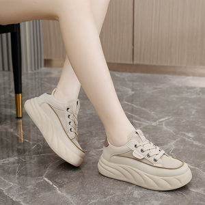 Chaussures compensées à lacets LYKU pour femme – Tendance mode printemps-été-automne, respirantes en maille, rehaussantes pour étudiantes - Product Image 1