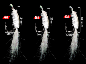 4-16 # appât à insectes, crevette blanche, <span class=keywords><strong>nymphe</strong></span>, mouche, meilleure pêche en eau salée, eau douce, mouches pour bar, saumon, truite - Product Image 4