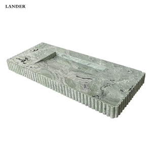 <span class=keywords><strong>Lavabo</strong></span> de piedra con borde ondulado verde Lander Shangrila, <span class=keywords><strong>lavabo</strong></span> de baño de mármol, <span class=keywords><strong>lavabo</strong></span> de mármol con piedra natural para dormitorio de Hotel - Product Image 1