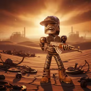 Nouvelle sculpture de guerrier, <span class=keywords><strong>robot</strong></span> tireur d'artillerie, artisanat en résine, peint à la main, sculpture de bureau durable, ornement pour la décoration d'Halloween - Product Image 3