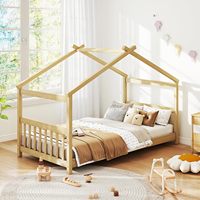Lit superposé rustique avec tête et pied de lit en bois de pin, sans sommier requis, pour garçons et filles